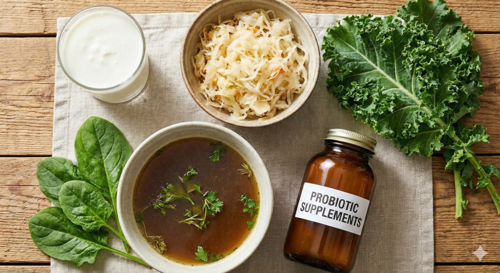 Alimentos fermentados e suplementos para curar a disbiose e melhorar a ansiedade.