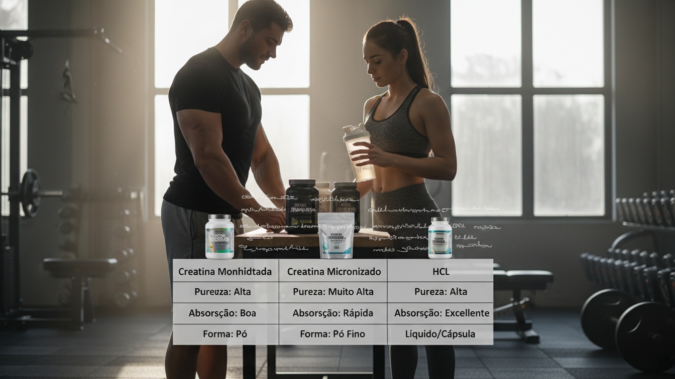 Tabela Comparativa: Tipos de Creatina e Especificações