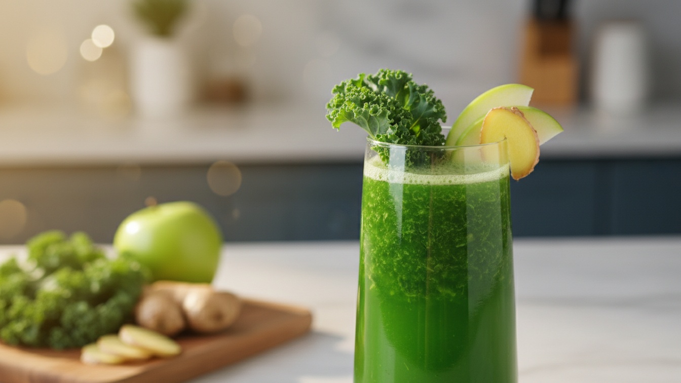 1. Suco Verde Detox de Couve, Gengibre e Maçã