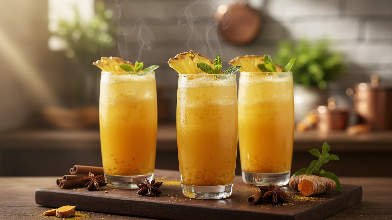 3. Suco de Abacaxi com Cúrcuma: O Potencializador Anti-inflamatório