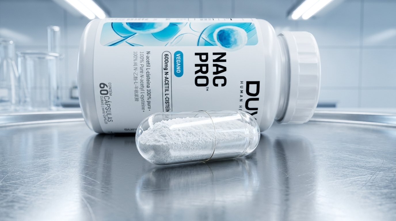 A glutationa, estimulada pelo NAC PRO, é o antioxidante mais poderoso produzido pelas nossas células, essencial para saúde e longevidade.