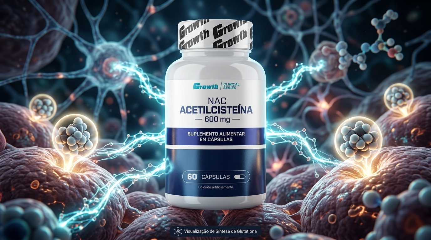 A glutationa, sintetizada a partir do NAC, atua neutralizando radicais livres e protegendo as células do fígado contra o estresse oxidativo.