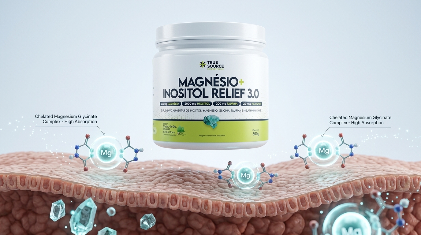 A estrutura mineral do Bisglicinato impede irritações gástricas típicas de outros suplementos comuns.