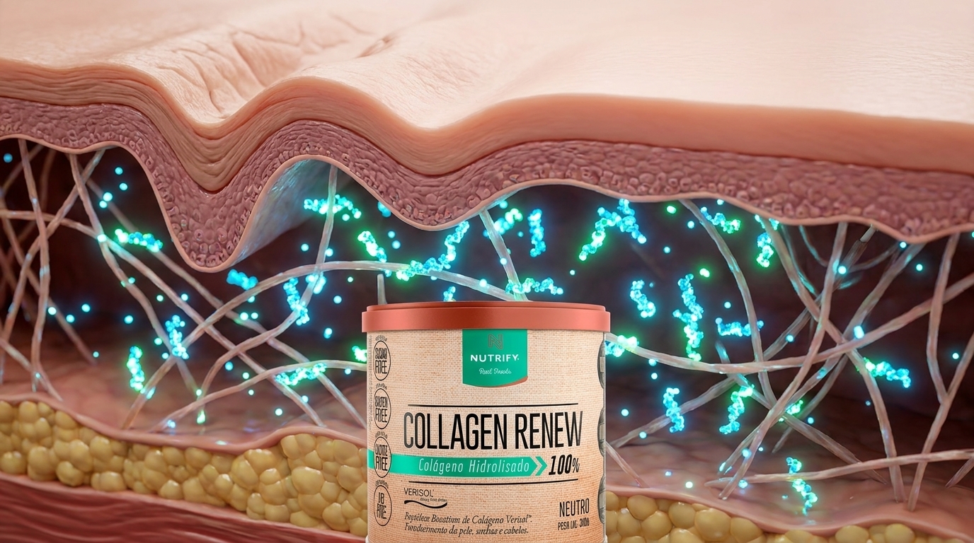Os peptídeos de Verisol® atuam nas camadas mais profundas da derme (fibroblastos), combatendo as rugas de dentro para fora.