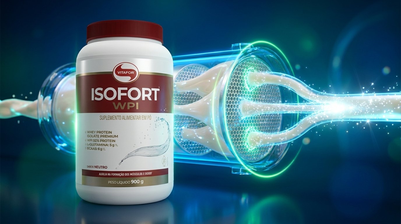 A pureza da extração por microfiltração tangencial garante a integridade dos peptídeos bioativos do Isofort.