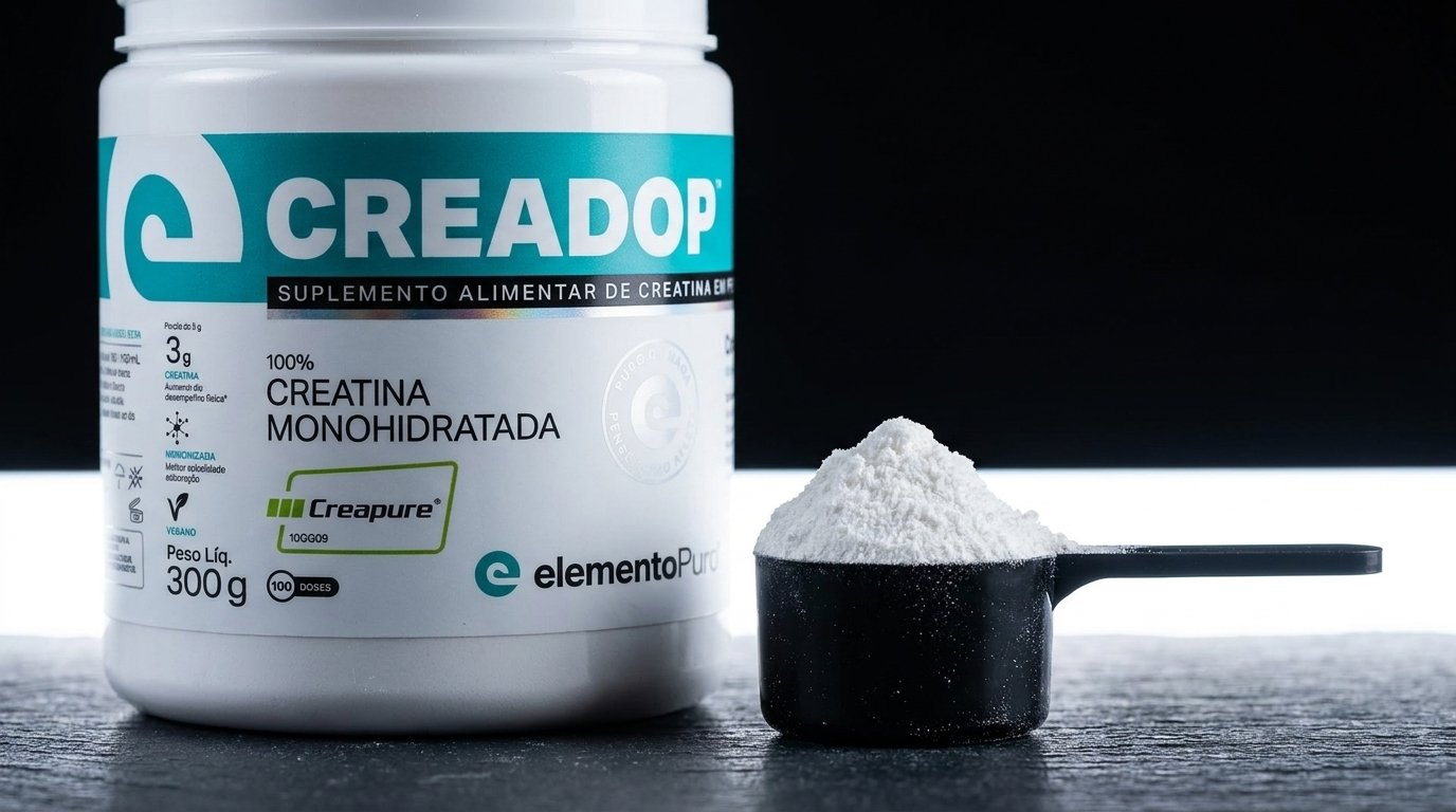Tecnologia Alemã: O pó puro decanta com facilidade, provando a qualidade da Creapure.