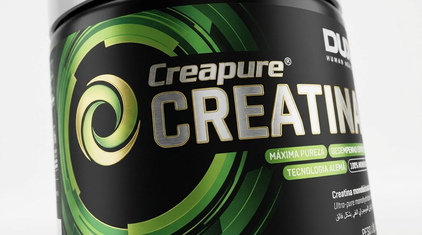 O selo Creapure® da Dux Nutrition é sinônimo da mais alta tecnologia de purificação alemã presente em 2026.