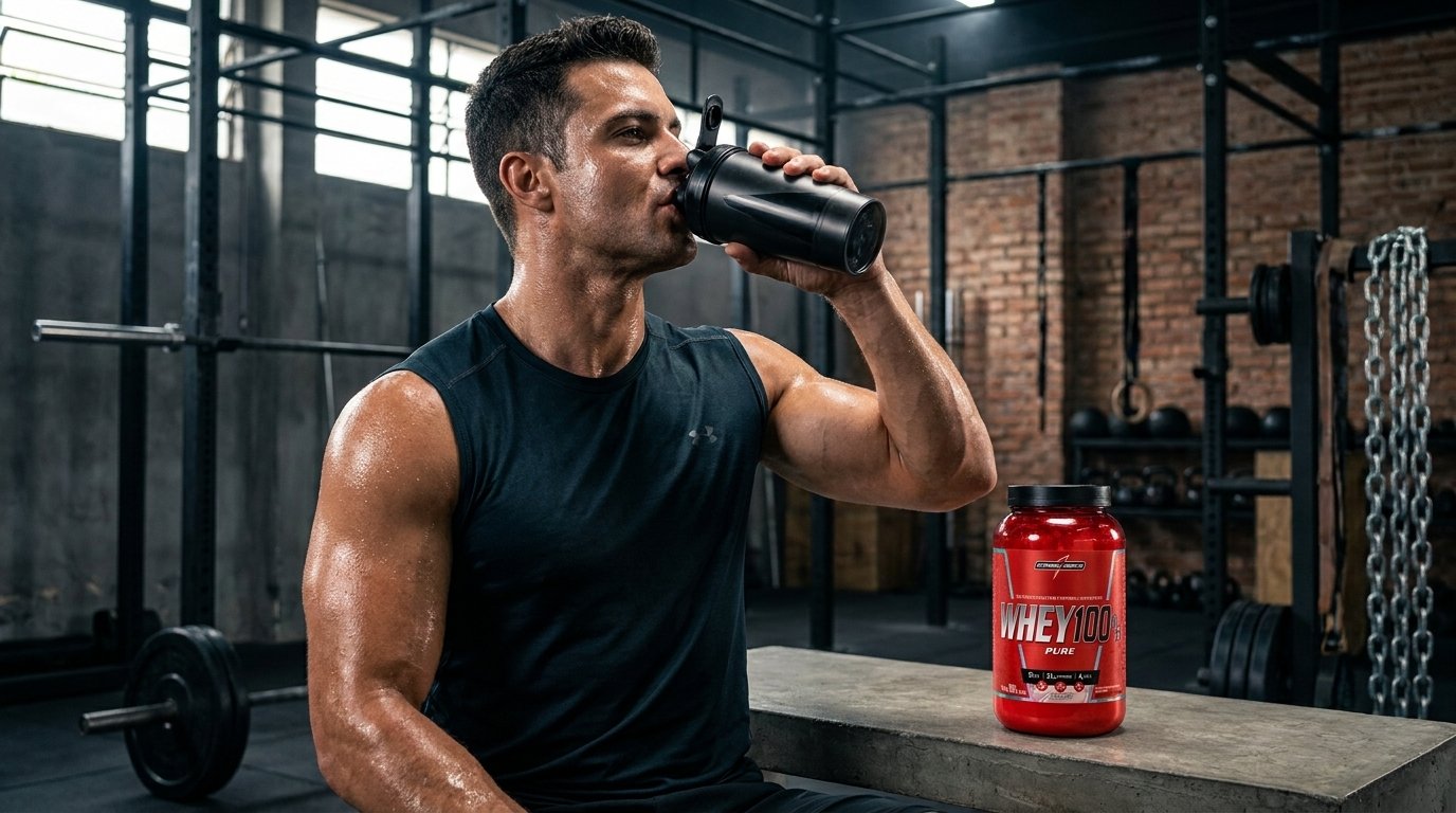 A ingestão imediata de proteínas pós-treino é crucial para ativar a ressíntese proteica e garantir uma hipertrofia de qualidade.
