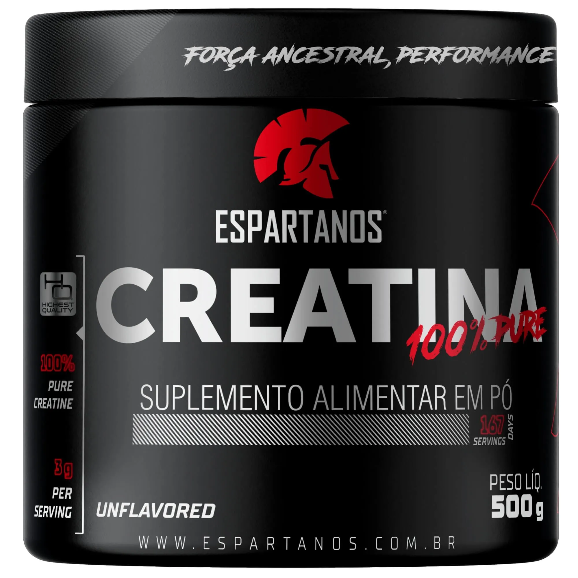 Creatina Monohidratada 100% Pura 500g - Espartanos