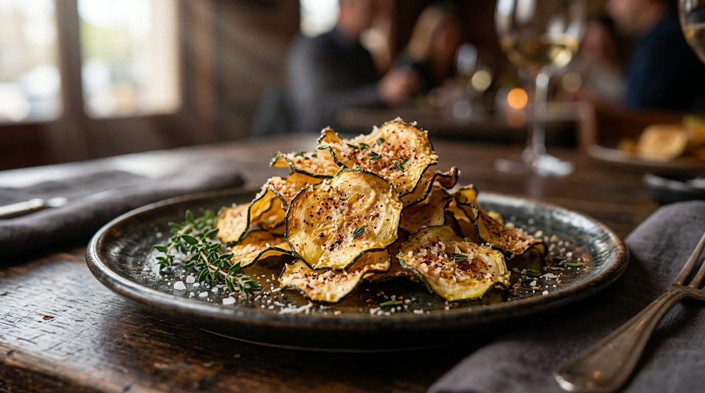 Chips Crocantes de Abobrinha com Parmesão e Páprica Defumada