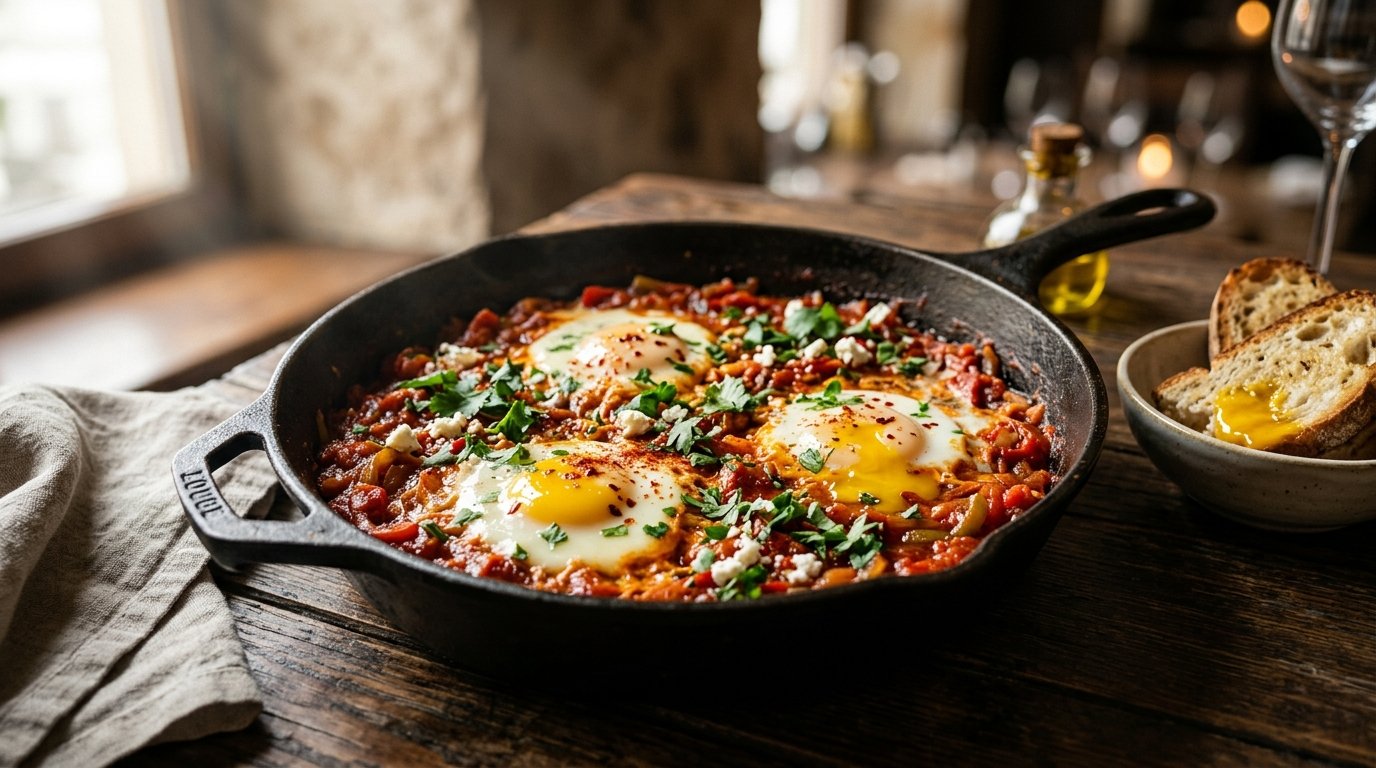 3. Shakshuka Mediterrânea com Ovos e Molho de Tomate Artesanal